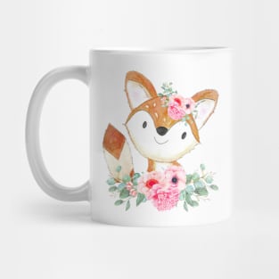 Fox girl with pink flowers Mug